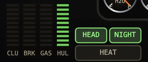 LED bars and the HEAD, NIGHT and HEAT buttons