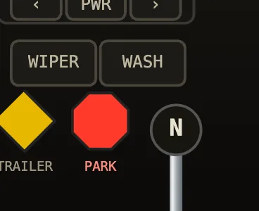 TRAILER and PARK lamps, WIPER and WASH buttons